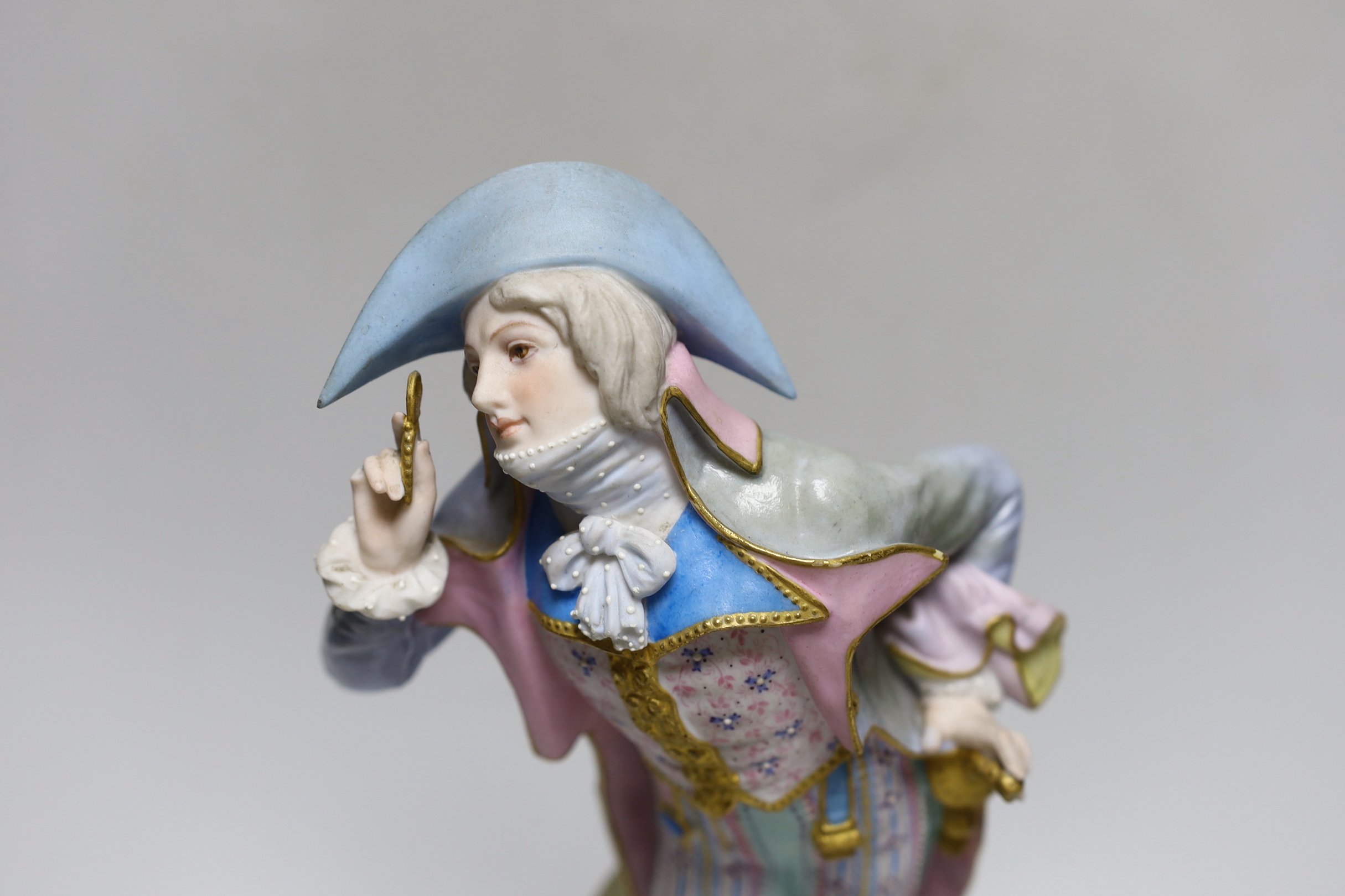 Vion et Baury: An 1878 exhibition, bisque figure of a dandy gentleman, 33cm tall